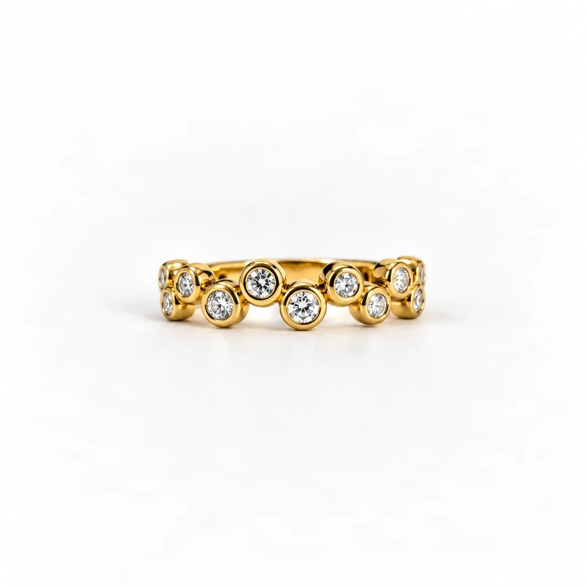Studded Band — 316L stainless steel, PVD gold plated, cubic zirconia